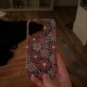 Floral Pattern Phone Case - Blue and Orange - iphone 14 pro case